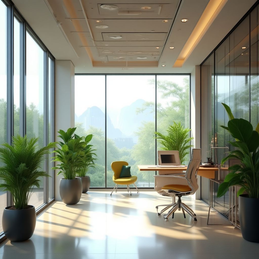 Oficina eco-friendly y minimalista